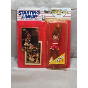 Starting Lineup 1993 KENNER Action Figure NBA MICHAEL JORDAN 2 Topps Cards NIB